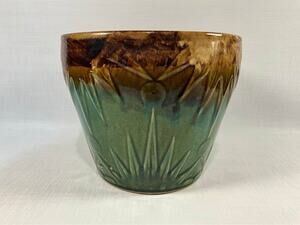 Robinson Ransbottom RRP Sun and Moon Green & Brown Pottery Glazed Planter VTG